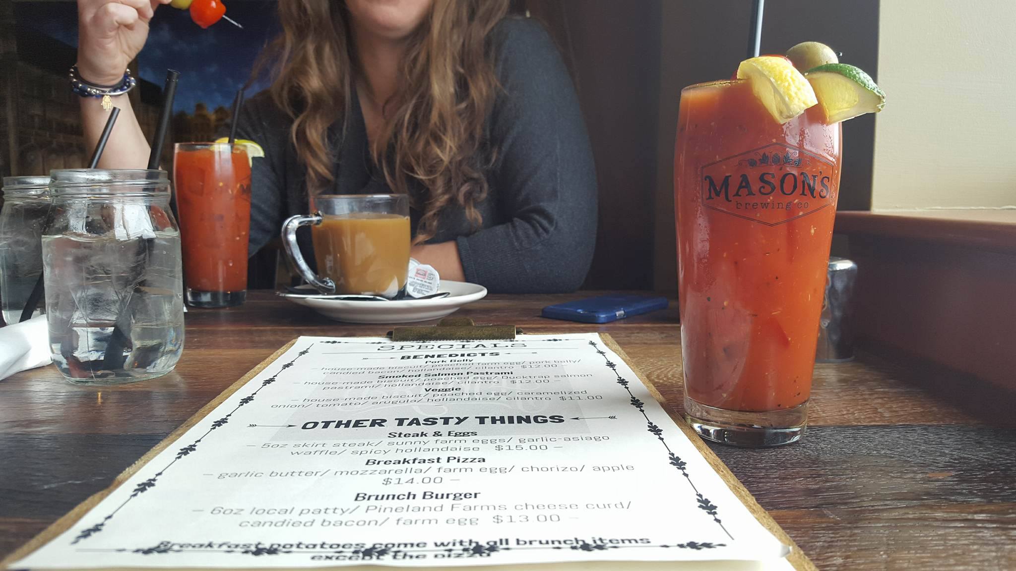 art Mason's Brewing craft beer good restaurant delicious menu specials brunch waterfront dining brewer maine bloody mary steak and eggs best bloody mary in maine
