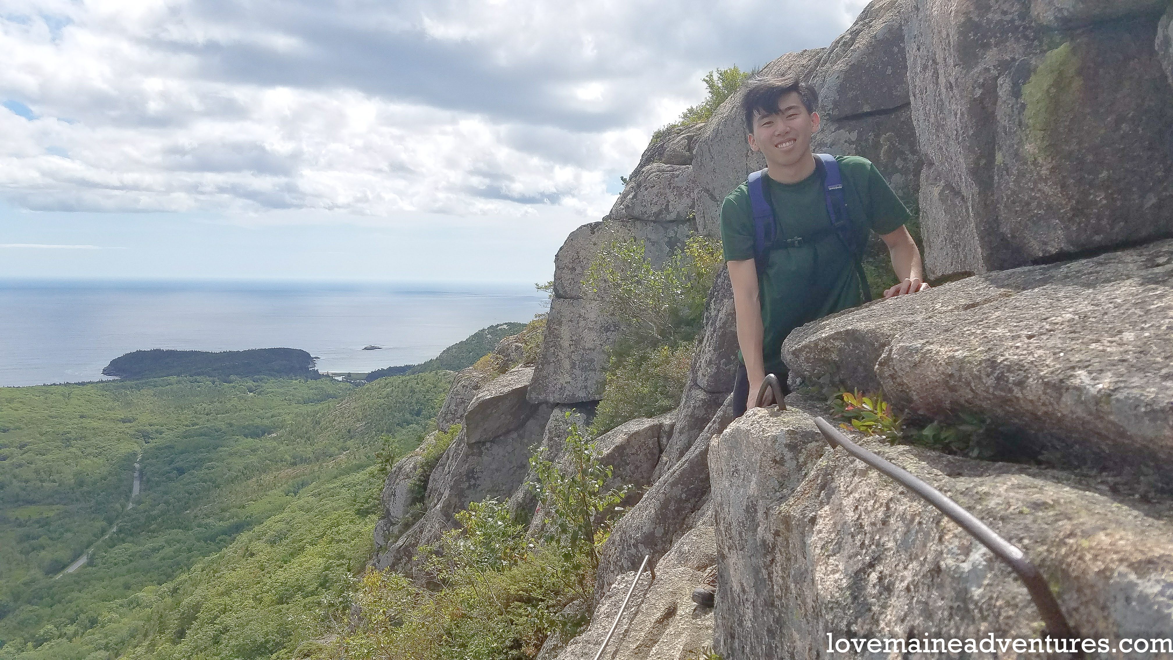 hiking up the Precipice Trail in in Acadia National Park
