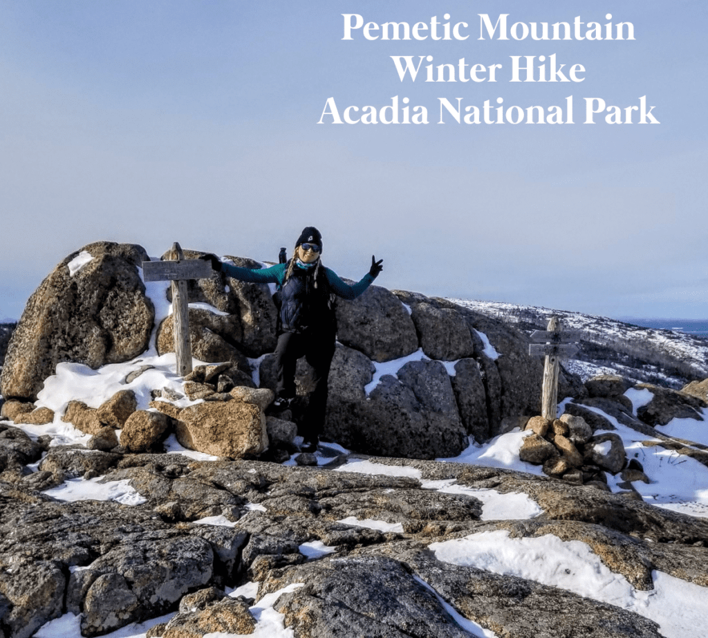 Pemetic Mountain Summit Acadia Winter Maine