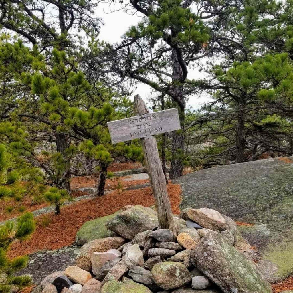 Kebo Mountain Summit Sign in Acadia National Park